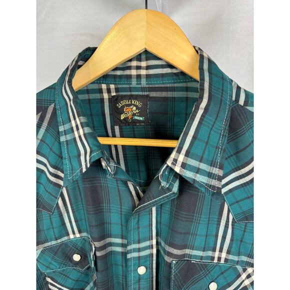 Saddle King Western Pearl Snap Button Long Sleeve Shirt Men's Size XL - Picture 3 of 4